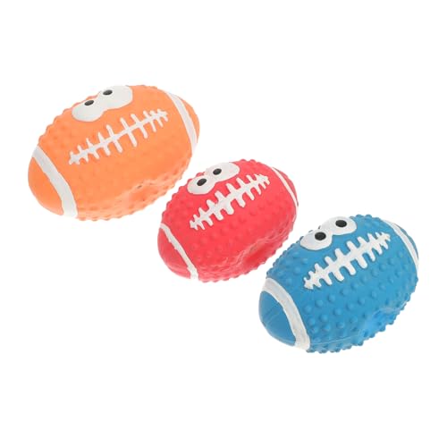 BESPORTBLE 3 Stück Zahnungsbälle Latex Quietschende Rugbybälle Für Hunde Quietschende Hundespielzeuge Hundebälle Hunde Rugbybälle Spielzeug Interaktiver Quietschball Für Hunde von BESPORTBLE