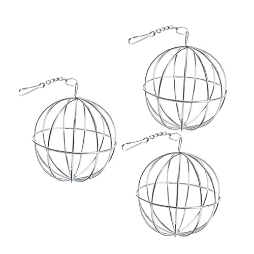 BESPORTBLE 3St Futterautomat für Hamsterkäfige Haustier Spielzeug Nymphensittich Spielzeug Grasball für Nagetiere Heuraufe für Meerschweinchen Gestell Futterspender für Kaninchen Silver von BESPORTBLE