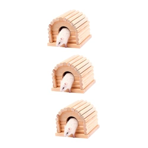 BESPORTBLE 3St Hamsterhütte aus Holz nagerhaus Hamster Versteckspielzeug Kleintier Versteckspielzeug Spielzeuge Tierheim langlebiges Kauspielzeug Hamsterspielzeug aus Holz Hamsterhaus Hölzern von BESPORTBLE