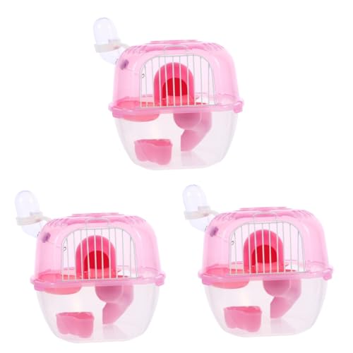 BESPORTBLE 3St Hamsterkäfig Hamster käfig Hamster cage Tragbarer Käfig nager käfig Zwerghamsterhaus Kleiner Haustierträger meerschweinchen käfig Kleintierkäfig Chinchilla-Außenkäfig Abs Rosa von BESPORTBLE