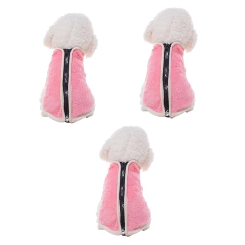 BESPORTBLE 3St Haustierkleidung mit Reißverschluss Haustiermantel weihnachtshundeoutfit Modejacke Fleecejacke Welpenpullover Winterjacken hundemantel Haustierweste Haustier-Hoodie Rosa von BESPORTBLE