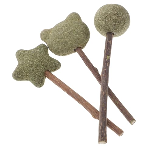 BESPORTBLE 3St Katzenminze Lutscher knete Spielzeug chew Toy katzenball essbare Katzensnacks Kätzchen lecken Reinigungsstäbchen für Katzen Katzenminze Snacks für Katzen Polygonum Holz Green von BESPORTBLE