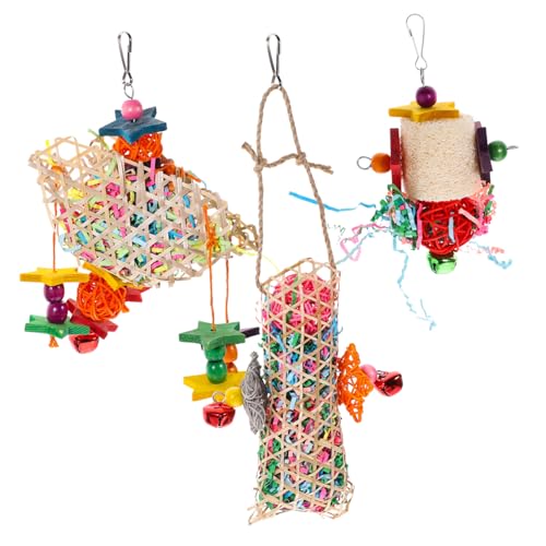 BESPORTBLE 3St Papagei Vogelspielzeug Papageienfutter papageienpellets Taube Papageienkäfig Ara papageienspielzeug Parrot Toys Kauspielzeug für Haustiere Haustierbedarf hölzern von BESPORTBLE