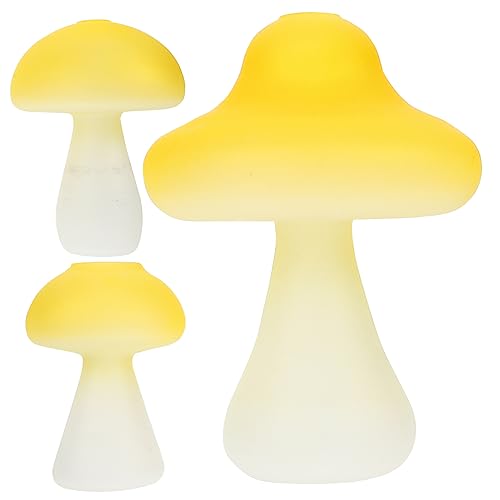 BESPORTBLE 3St Pilzvase Bahnhof Pilz Regal Solar- Blumenzwiebel Pflanzer künstliche Blumen der Hortensie künstliche blüten Artificial kleine Glasvase Pilz-Pflanzgefäß aus Glas Yellow von BESPORTBLE