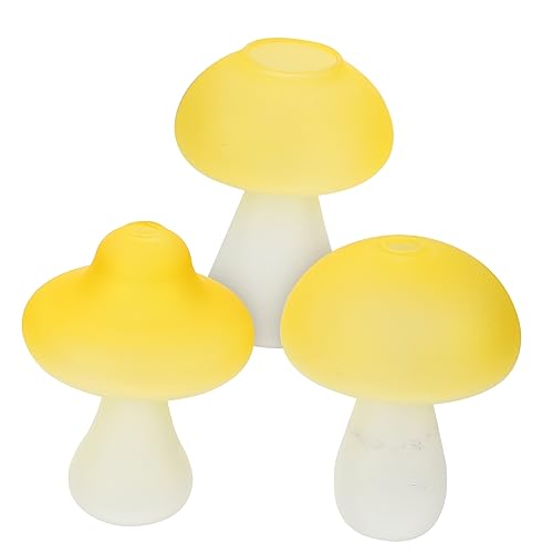 BESPORTBLE 3St Pilzvase künstliche blüten Artificial Flower Blumenhalter hohzeitdeko Room Decor for Globen Solar- Vasen Dekorationsartikel für TV-Ständer Tischpilz-Terrariumvase Glas Yellow von BESPORTBLE