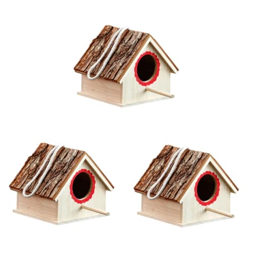 BESPORTBLE 3St Vogelkäfig aus Holz Vogel-Dekor hängende Vogelhäuser Vogel aus Holz holzhaus Wooden House Vogelkäfig für Haustiere Vogelnest Weihnachten Inkubator anschließen schmücken Hölzern von BESPORTBLE