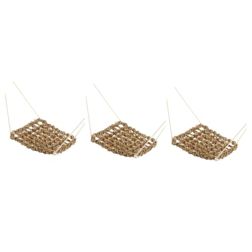 BESPORTBLE 3St tierisches Kletterspielzeug Leiter Dekor Reptilien-Hängemattenbett Animal Toys Tier Spielzeug Haustier Hängematte aus Krabben hängendes Bett Seegras Faser Light Brown von BESPORTBLE