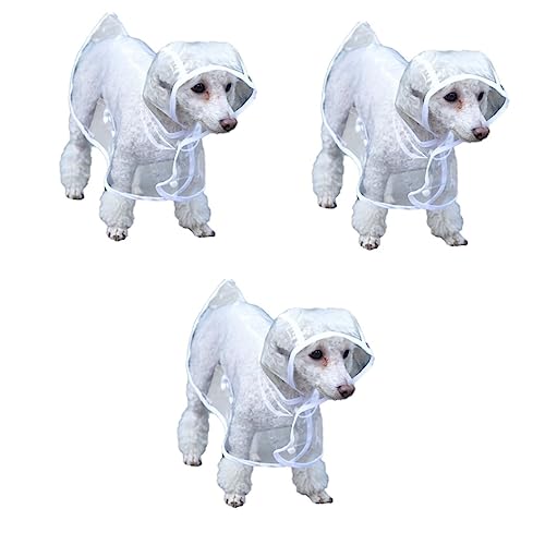 BESPORTBLE 3st Haustier Hund Regenmantel Großer Hunderegenmantel Kleiner Hund Regenmantel Kleiner Hunderegenmantel Durchsichtiger Regenponcho wasserdichte Regenjacke Welpe Hundebett Weiß von BESPORTBLE