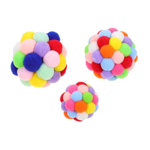 BESPORTBLE 3st Lustiger Katzenball Katze Fuzzy Bommel Kätzchen Spielt Elastische Bälle Für Katzen Katze Rollen Spielzeug Pet-Ball-Spielzeug Kätzchen Bälle Katzenspielzeug Plüsch Colorful von BESPORTBLE