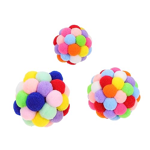 BESPORTBLE 3st Lustiger Katzenball Katzenbälle Spielzeug Katzenbedarf Spielzeug Zum Necken Von Katzen Hasenbällchen Katze Bunte Bälle Spielzeug Für Kätzchen Katze Bommel Colorful Plüsch von BESPORTBLE