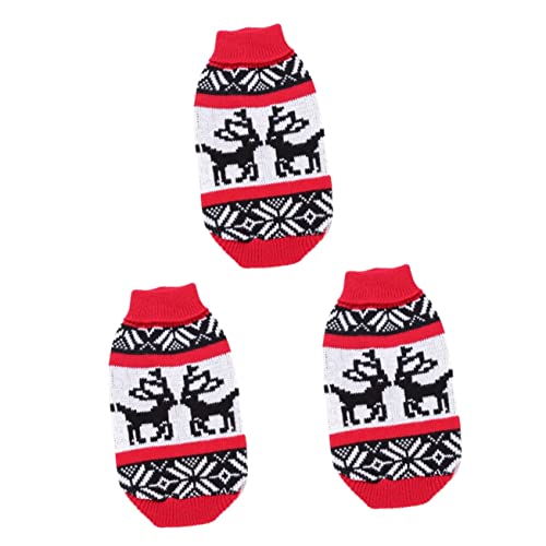 BESPORTBLE 3st Rollkragenpullover Für Haustiere Weihnachtsmann-Pullover Kleine Hundekleidung Feiertags-hundepullover Plüsch-hundekleidung Weihnachts-Haustier-Outfit Haustierkleidung Rot von BESPORTBLE