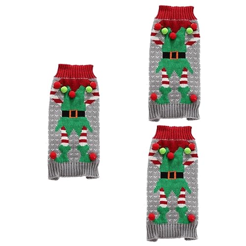 BESPORTBLE 3st Weihnachtskleidung Für Haustiere Welpe Warmer Kunde Hundepullover Mittel Hundekostüme Pullover Für Kleine Hunde XXS Hundepullover Welpen-Weihnachtspullover Hunde-Outfit von BESPORTBLE