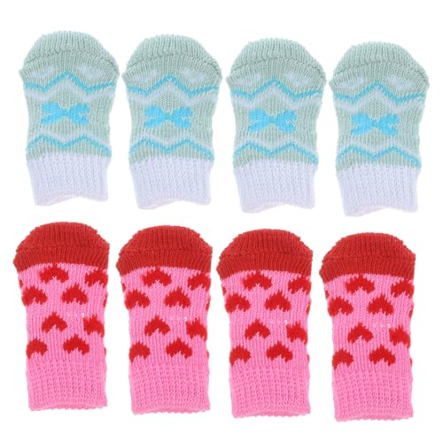 BESPORTBLE 4 Paare Haustier Socken Tragbare Hundesocken Outdoor-hundesocken Hundesocken Für Den Winter Hundesocken Zum Valentinstag Hundeschuhe Aus Hartholz Baumwolle Streifen Welpenbedarf von BESPORTBLE