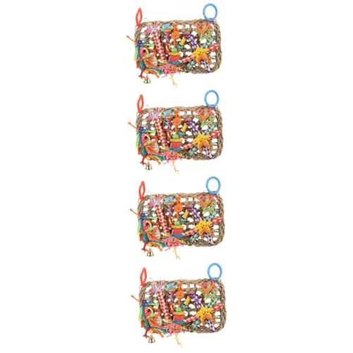 BESPORTBLE 4 Stück Gewebtes Hängekissen aus Seegras Hängematte zum Aufhängen von Vögeln kleine Vogelkäfige für Sittiche Vogelspielzeug hängematten Spielzeuge Futtermatte Sittiche Spielzeug von BESPORTBLE