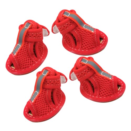 BESPORTBLE 4 Stück Haustier Sandalen Hunde Welpen Sandalen Hunde Sandalen Schützende Haustier Schuhe rutschfeste Haustier Schuhe Netz Hunde Schuhe Atmungsaktive Welpen Schuhe Rote von BESPORTBLE