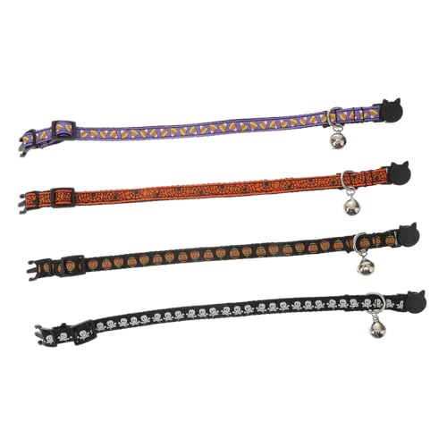 BESPORTBLE 4 Stück Haustierhalsband Hund Katzenhalsband Glockenhalsband Für Katzen Kätzchenhalsband Mit Glöckchen Kürbis-kätzchenhalsband Kragen Haustiere Welpenhalsband Katzencollat Nylon von BESPORTBLE