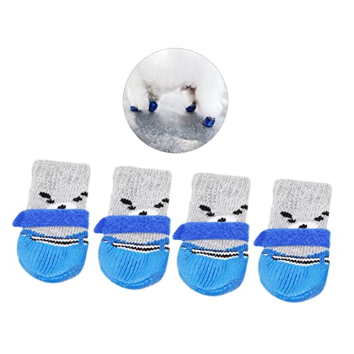 BESPORTBLE 4 Stück Haustiersocken Hundesocken für Hunde Baumwollsocken für Haustiere rutschfeste Hundesocken Hundepfotenschutz Socken für Katzen Haustierzubehör Cartoon-Hundesocken Blue von BESPORTBLE