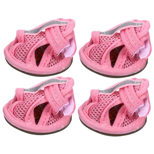 BESPORTBLE 4 Stück Hundesandale Hundeschuhe für heißes Pflaster Schuhe gegen Hunde Booties für Hundepfoten Stand Indoor-Hundehütte Vlies Schuhe für Hunde Dog Shoes Haustier puppenzubehör Rosa von BESPORTBLE