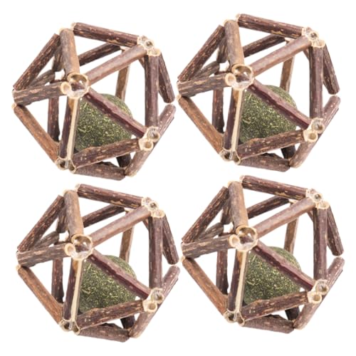 BESPORTBLE 4 Stück Katzenminze Spielzeug Katzenspielzeugbälle Katzenzahnreinigungsspielzeug Katzenminze Bälle Katzenminze Für Katzen Für Haustierkatzen Spielzeug Für Polygonum Holz von BESPORTBLE