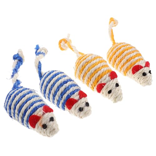 BESPORTBLE 4 Stück Mäuse-Katzenspielzeug Kitten katzenschere Krallen katzenpfoten katzenspielzeig cat Toy Süßes -Kätzchen- Katzen-Mäuse- Spielzeugmaus Sisal von BESPORTBLE