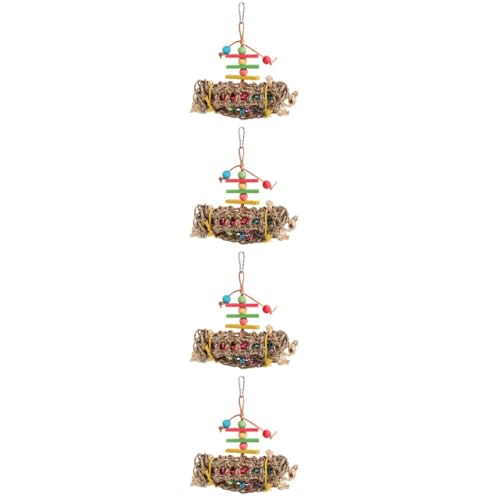 BESPORTBLE 4 Stück Papagei Kauspielzeug Käfig Vogel-Rattan-Kugel Vogelspielzeug Bird Toys Spielzeuge Spielset aus Holz Kauspielzeug aus Strohgeflecht Papageienspielzeug für große Vögel kauen von BESPORTBLE