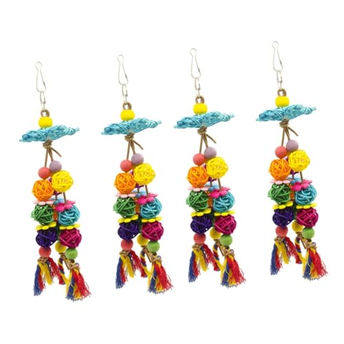 BESPORTBLE 4 Stück Papageienschaukelspielzeug aufhängung schaukel hängeschaukel Bird Toys Papagei Kauspielzeug Spielzeuge Papageienspielzeug zum Aufhängen Papagei Anhänger Spielzeug Hölzern von BESPORTBLE