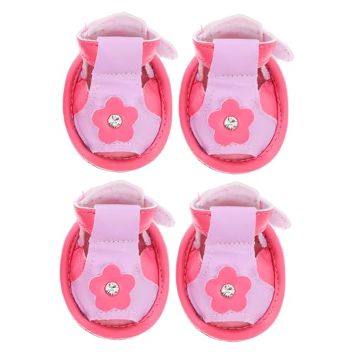 BESPORTBLE 4 Stück Sandalen Für Hunde Hund Sandalen Welpenschuhe Zubehör Für Haustierkostüme Stiefel Für Kleine Hunde Süße Hundeschuhe Sandalen Für Welpen Hundepfotenschutz Pu Rosa von BESPORTBLE