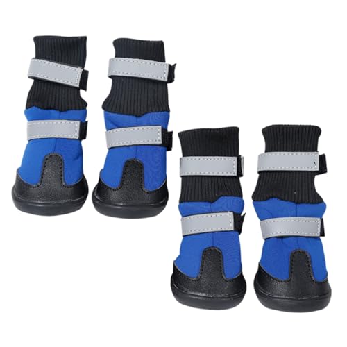 BESPORTBLE 4 Stück Schneestiefel Für Haustiere Wintermantel Für Kleine Hunde Schneestiefel Für Welpen Schneeschuhe Für Haustiere Kleiner Hund Regenhundeschuhe Haustier Booties Vlies Blue von BESPORTBLE