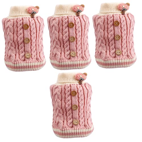 BESPORTBLE 4 Stück Welpenweste Aus Baumwolle Welpenkleidung Winterkleidung Für Haustiere Haustierkleidung Entzückender Katzenpullover Schönes Welpenkostüm Winter-hundepullover Stoff Rosa von BESPORTBLE