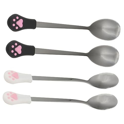 BESPORTBLE 4 Teiliges Set Aus Edelstahl öffeln Für Haustiere Hund Und Katzenfutterlöffel Cat Claw Spoon Und Perfekt Für Dosenfutter Und Snacks von BESPORTBLE