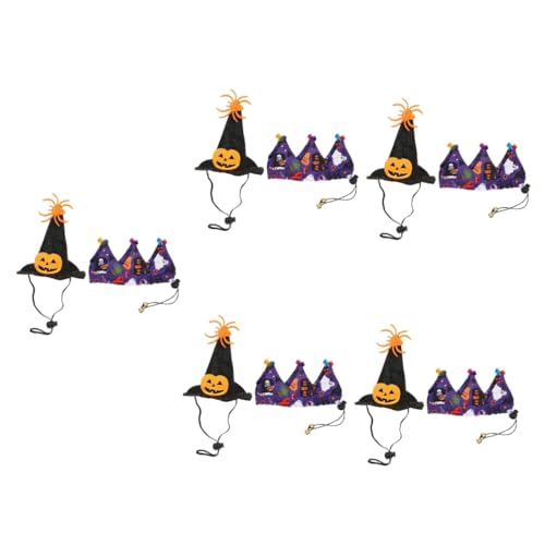 BESPORTBLE 5 Sätze Halloween-Hut Welpe Hexenhut Katzenschal im Halloween-Stil Katzenhut Halloween Costume Halloween kostüme entzückender gemusterter Hundeschal dekorativer Hundeschal Stoff von BESPORTBLE