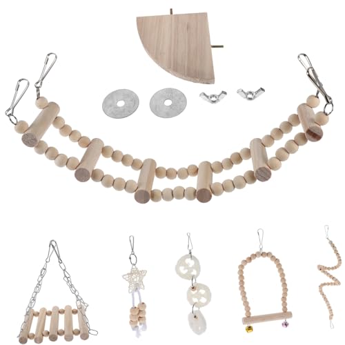 BESPORTBLE 5 Sets Vogel Kauspielzeug Set Für Papageien Vogel Papagei Spielzeug Holz Sitzstange Schaukel Vogel Training Zubehör Für Käfig von BESPORTBLE