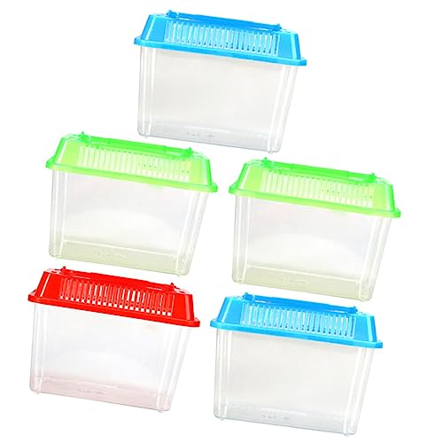 BESPORTBLE 5 Stücke Kunststoff Kasten Für Kleine Tiere Transparente Aquarienbox Für Fische Schildkröten Und Hamster Robuste Und Vielseitige Aufbewahrungslösung Gemischten Farben von BESPORTBLE