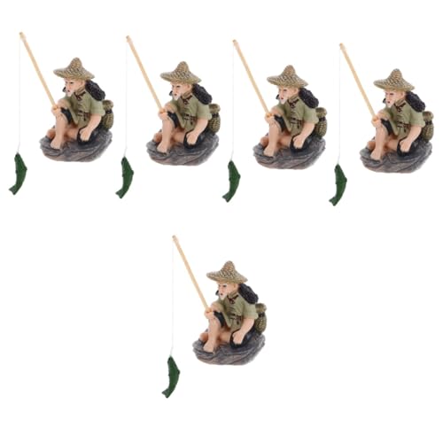 BESPORTBLE 5St Angelsteingarten für ältere Menschen Fischergartenstatue Mini-Fischerstatue für Aquarien Aquarium Dekoration miniaturfiguren Figur modelliert Statue PVC von BESPORTBLE