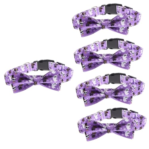 BESPORTBLE 5St Halloween-Kragen Halloween Dekoration Halloween-Dekoration Cat Collar Katzenloch-Innentür Kürbis-Geist-Kragen Hund Halsbekleidung Welpen Halsketten Baumwolle Polyester Violett von BESPORTBLE