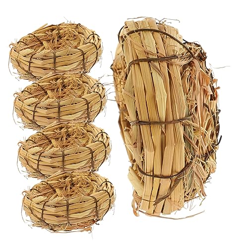 BESPORTBLE 5 Stücke Vögel Nest Decor Natürliche Handarbeit Gras Vogel Nest Sittich Nistkasten Finken Nest Kanariennest Garten Decor von BESPORTBLE