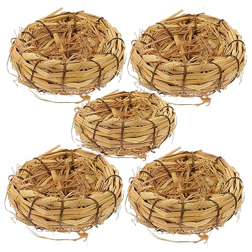 BESPORTBLE 5St natürliches Vogelnest dekorativer Vogel Rattan-Vogel Wachtel Vogelzucht Vogelkäfig Easter Decoration gartendeko Birdcage Vögel nisten Vogelnest für Nymphensittiche Gras von BESPORTBLE