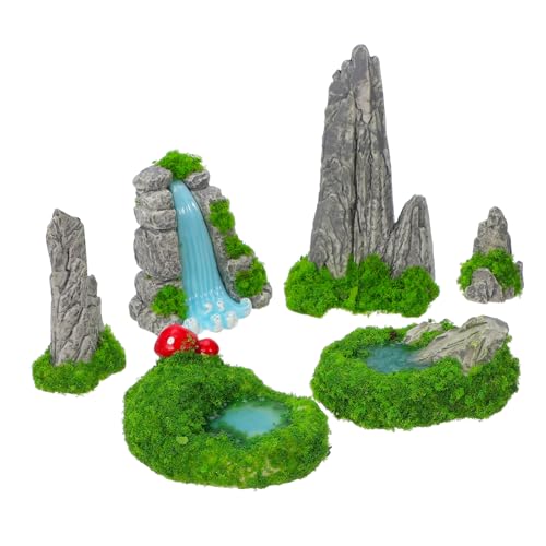 BESPORTBLE 6St Miniatur-Steingarten Basteldekor Diorama-Berg Mini-Pool- Aquariumdekorationen Miniaturberg kleine Feenfiguren Dekorationen für Aquarien Aquarium-Landschaftsdekoration Harz von BESPORTBLE