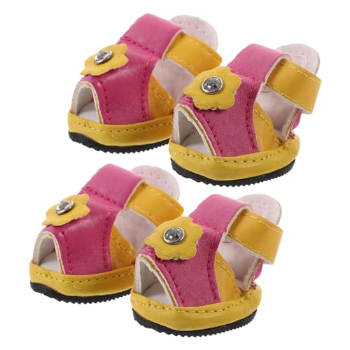 BESPORTBLE 8 STK Haustier-Sandale Hund Welpe Hundesandalen für den Sommer Duschhaube für Hund Haustier Sandalen rutschfeste Schuhe für Haustiere hundeschuhe Sommerschuhe Haustierschuhe Yellow von BESPORTBLE