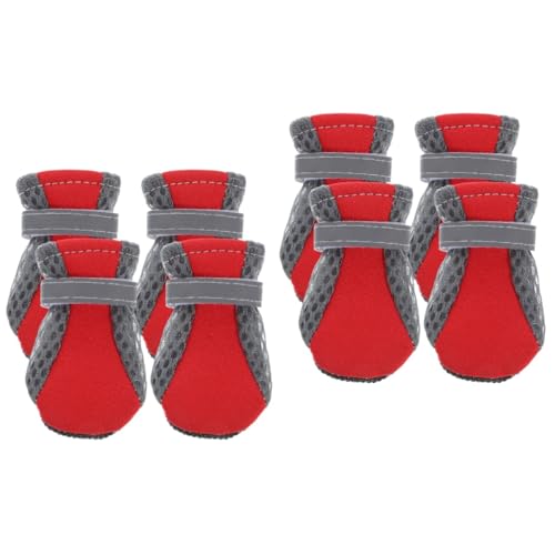 BESPORTBLE 8 STK Mesh-Schuhe Für Welpen Katzenschuhe Outdoor-Schuhe Für Haustiere rutschfeste Schuhe Bequeme Haustierschuhe Mesh-hundeschuhe Atmungsaktive Hundeschuhe Rot Atmungsaktives Netz von BESPORTBLE