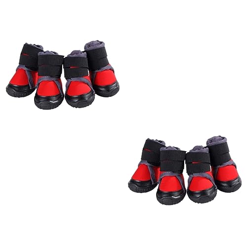 BESPORTBLE 8 STK Outdoor-Schuhe Für Hunde Hundestiefel Wasserdicht Schuhsohlenschutz Hundeschuhe Für Den Winter Regenstiefel Für Haustiere Haustier Warm Hundeschuhe Für Große Hunde Rot von BESPORTBLE