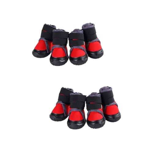 BESPORTBLE 8 STK Outdoor-Schuhe für Haustiere Haustier warm Hund warme Schuhe Schneestiefel für Hunde Wanderausrüstung für Hunde Hundestiefel hundeschuhe winterk Outdoor-Schuhe für Hunde rot von BESPORTBLE