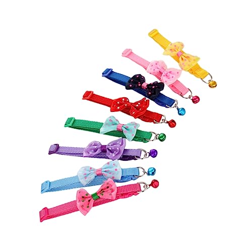 BESPORTBLE 8St Glockenhalsband für Haustiere Welpenhalsband Welpen Katzenhalsband mit Glocke Fliege Katzenhalsbänder seidenband Ribbon seidenbänder Haustier Hundehalsband von BESPORTBLE