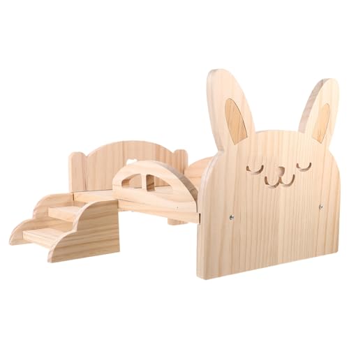 BESPORTBLE Bunny Ears Bunny Ohren Kleintierbett mit Treppe Kleintierbett mit Wasserwaschfunktion Mäuse Ratte kleines Tierbett Desktop-Hamsterbett Hamsterbett aus Holz mit Treppe hölzern von BESPORTBLE