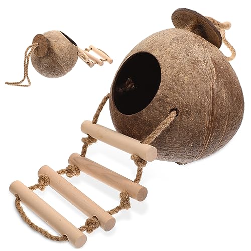 BESPORTBLE Hamster Kokosnussschale Nest Haustiere Nest Spielzeug Holzleiter Spielzeug Hamsternest Hamsterspielplatz Versteckhaus Spielzeug Haustierkäfig Spielzeug Natürliches von BESPORTBLE