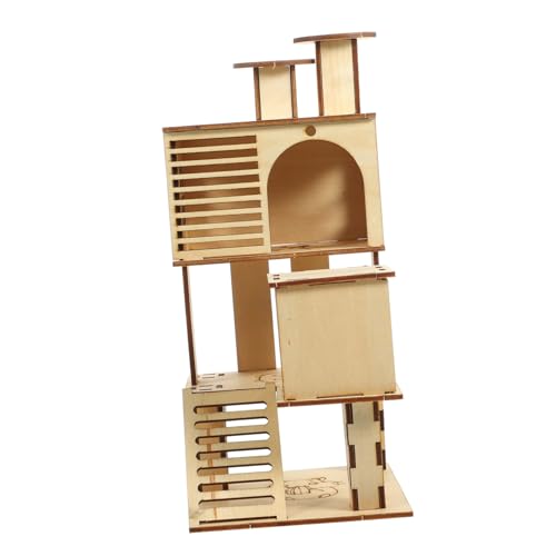 BESPORTBLE Hamster Spielplatz Mit Leiter Und Rutsche Hölzernes Hamsterhaus Für Kleintiere Aktivitätsbereich Und Käfig Zubehör Natürliche Holzstruktur Für EIN Sicheres Zuhause von BESPORTBLE