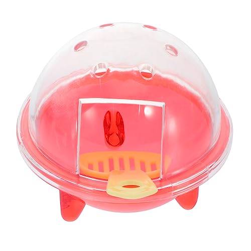 BESPORTBLE Hamsterbad UFO Hamster Badezimmer Transparentes Badebecken Waschbecken Wanne Chinchilla-badehaus Bodenfilter Für Aquarien Kleine Haustiertoilette Guinea-badebecken Plastik Rot von BESPORTBLE