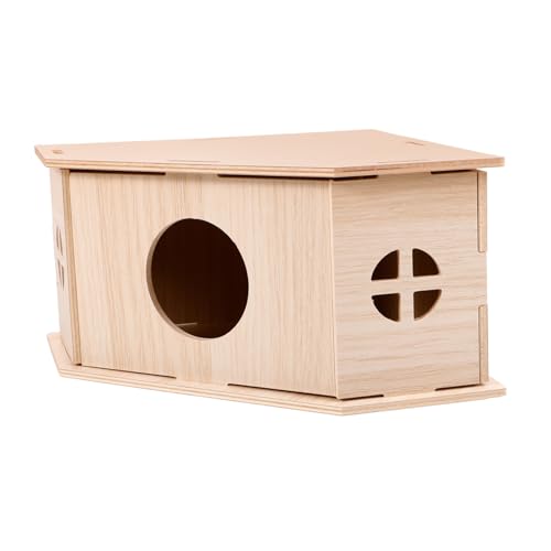 BESPORTBLE Hamsterhütte hamsterhaus nager Kleintier Holzhaus Holz Versteck Hamster Kleintier Schlafhaus Hängematten Käfig entzückendes Rattenhaus Rattenversteck aus Holz hölzern von BESPORTBLE