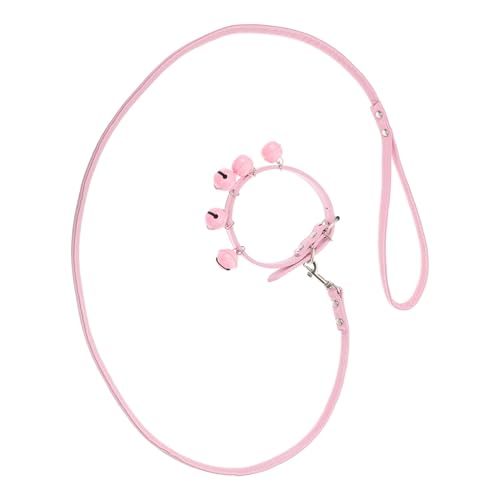 BESPORTBLE Haustier Hundehalsband Katzenhalsband Welpenhalsband Fluchtsicheres Katzengeschirr Katze Leine Geschirr Kragen Ziehen Hundeleinengeschirr Glockenleine Rosa von BESPORTBLE