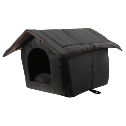 BESPORTBLE Haustierbett Außen Katzenzelt Im Freien Katzenhöhle Katzenhaus Outdoor Wetterfest Hund Haustierkühlmatte Für Katzen Katzenfutter Kühlendes Katzenhaus Katzennest Zwinger Stoff Black von BESPORTBLE